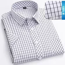 Camisas Sociais Xadrez De Algodão Smart Casual Plus M-8xl