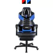Cadeira Gamer Reclinável E Giratória Com Apoio Retrátil Cor Azul