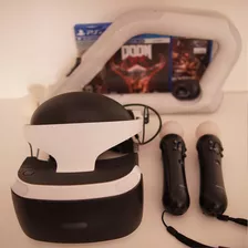 Óculos Sony Vr Ps4 + Par De Move + Aim Controller + 3 Jogos