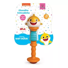 Chocalho Esticadinho Baby Shark - Elka 1144 Cor Laranja Desenho Tubarão