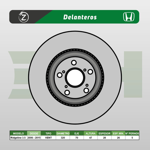 Discos De Freno Delanteros Honda Ridgeline 3.5 2006-2015 Foto 2