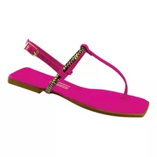 Sandalia Feminino Rasteira Hot Pink Menton Anna Flor Brilhos