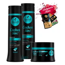 Kit Haskell Cachos Sim Shampoo Condicionador Máscara 250g