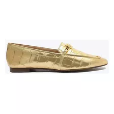 Sapato Mocassim Croco Enfeite Dourado Schutz 