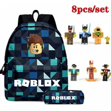 8 Peças De Mochila Roblox, Mochila Escolar, Lancheira, Bolsa