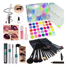 Set De 24 Brochas Pincel D Maquillaje Y Paleta De 35 Sombras