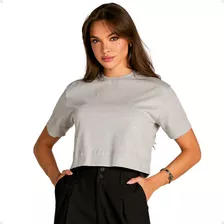 Camiseta Cropped Feminino Tshirt Blusa Estilosa Larguinha