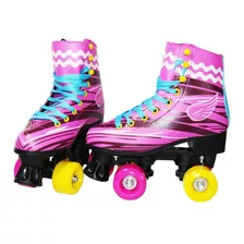 Patins Infantil Para Meninas 4 Rodas Roller Rosa Ajustavel 