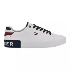 Tenis Tommy Rezz Blanco Con Talón Y Agujetas En Color Azul