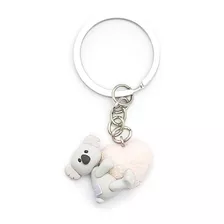 Llavero De Oso Koala Y Corazon De Pasta Y Acero+estuche N18