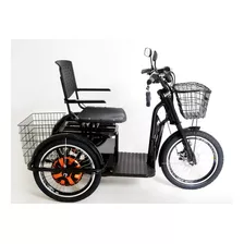 Triciclo Elétrico Preto Com Motor Duplo Traseiro 1600w