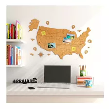 Mural Cortiça Mapa Estados Unidos + Pins Alfinetes 80x50cm
