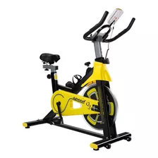 Bicicleta Bike Ergométrica Para Spinning Preta E Amarela