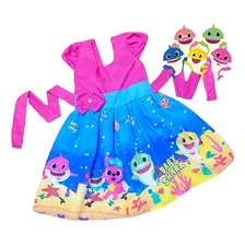 Vestido Baby Shark Tubarão Infantil Princesa Tema Personagem