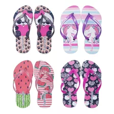 4 Pares Chinelo Sandália Infantil Estampas Menina Menino K58