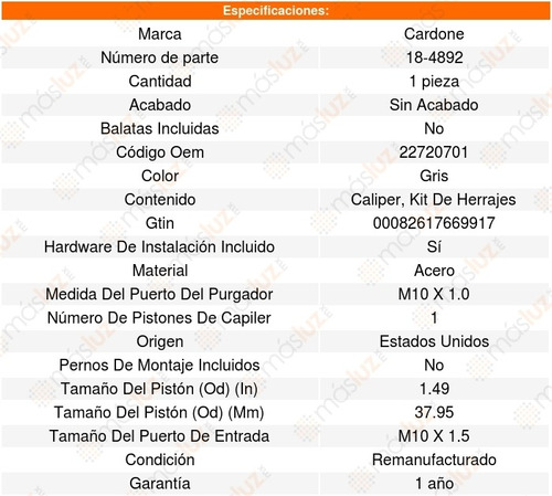 Caliper Freno Trasero Derecho Pontiac G6 2005 Al 2009 Foto 5