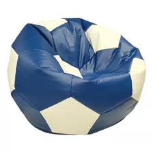 Sillón Puff Balón De Soccer Grande Adulto Azul / Blanco