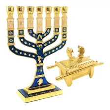 Menorah Candelabro 12 Tribos Pq + Arca Da Aliança Miniatura