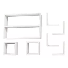 Conjunto 7 Peças Para Quarto Sala Prateleiras Moderno Cor Branco