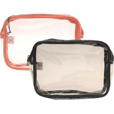 Neceser Portacosmeticos De Viaje Transparente Pvc Cosmetico Color Rosa