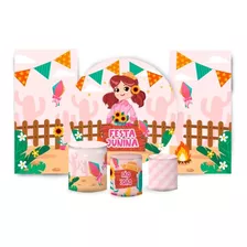 Super Kit Painéis Festa Capas Cilindro Festa Junina Menina