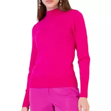 Blusa Feminina Seiki Tricot Ml Meia Gola Pink - 830381