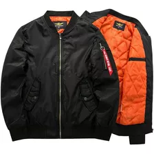 Chamarra Corta Viento Piloto Bomber Negro Armada Vuelo