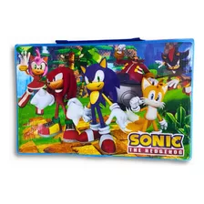 Estojo Infantil Pintura 86 Peças Canetinhas Giz Lápis Sonic