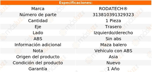 Balero Trasero Izq/der S/abs Infiniti G35 03/08 Rodatech Foto 2