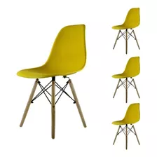 Set 4 Sillas Modernas Polipropileno Eames Stolmx Estructura De La Silla Amarillo