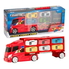 Camion Transportador Vehiculo + 4 Autos Metal Teamsterz 35cm Color Rojo Personaje N/a