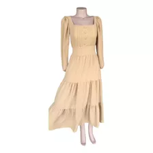 Vestido Nude Tendência Viscolinho Moda Evangélica