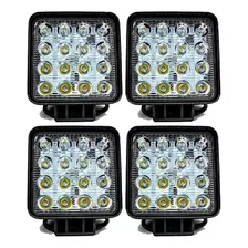 4 Farol Led Branco 48w Quadrado Pulverizador Trator Agrícola