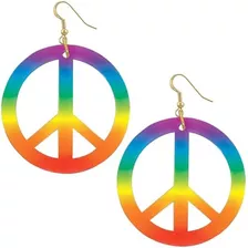 Pendientes De Plástico Multicolor Tie Dye Peace - 6 X 5,75 -