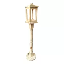 Farol De Pie De Madera De Pino Torneado 120 Cm Alto