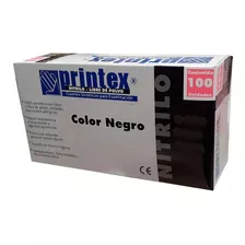 Guantes Descartables Antideslizantes Printex Color Negro Talle M De Nitrilo X 100 Unidades
