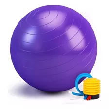 Pelota De Pilates Yoga 75cm Funciona Gym + Inflador Randers Color Violeta