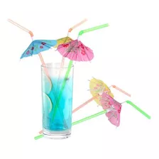 Canudo Flexível Guarda Chuva 48un Drinks Festa Tropical Cor Sortido