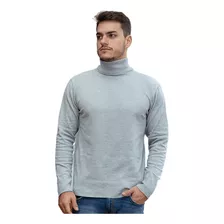 Cacharrel Blusa Tricot Lã Masculina Canelada Gola Alta Tricô