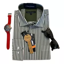 Camisa Listada Verde Newcastle - Lhonne Classic