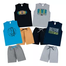 4 Conjunto Menino Infantil Atacado Masculino Regata Crianca