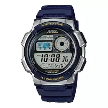 Reloj Casio Malla De Pvc Color Azul Ae-1000w-2avdf