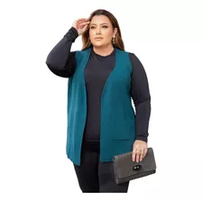 Colete Plus Size Com Bolso Trico Mousse