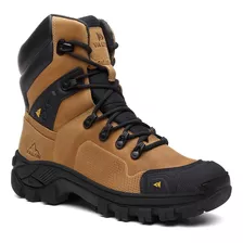 Bota Masculina Em Couro Biqueira Pvc Cano Longo Leve Com C.a