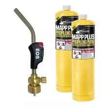 Maçarico Refrigeração Bico Portátil + 2 Refil Gas Mapp Eos