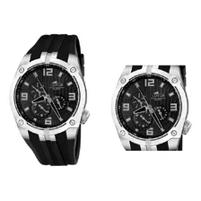 Reloj Lotus Para Hombre Original Negro Malla Caucho L/15680