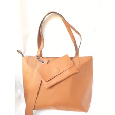 Bolsa Feminina Tipo Sacola Fecho Em Zíper + Carteira