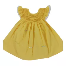 Vestido Casinha De Abelha Amarelo Detalhes Luxo Bordado