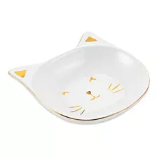 Mini Prato Gato Decorativo Branco/dourado 16cm 08700 Mart Cor Branco