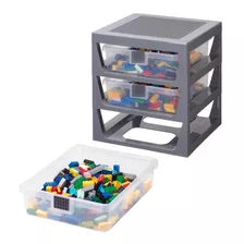 Lego Organizador De Juguetes 3 Cajones Estantes Mesa Gray